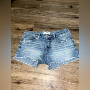 BKE Light Blue Frayed Hem Jean Shorts